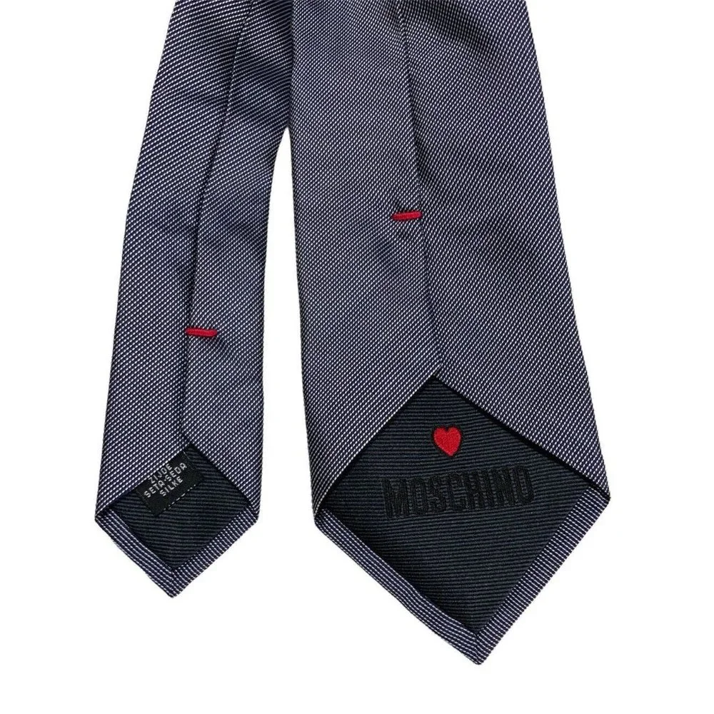 MOSCHINO Blue Geometric Logo Silk Tie ITALY 59